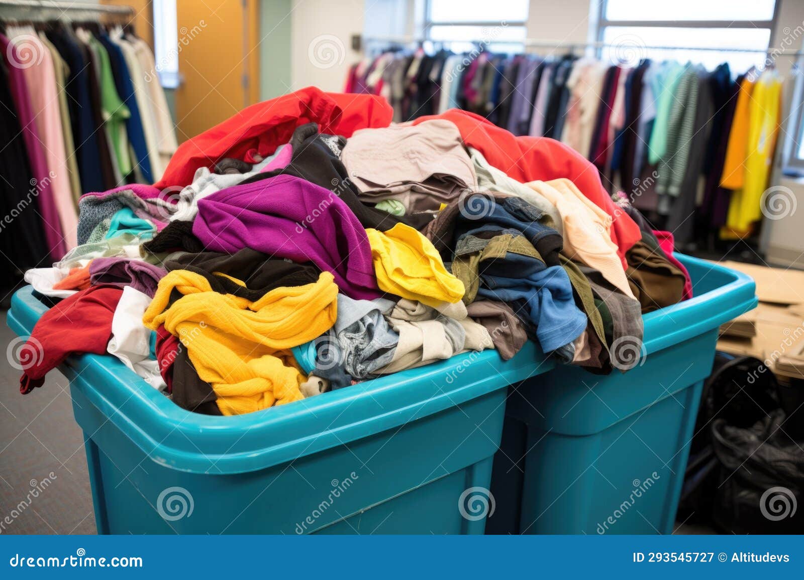 Clothing Donation Bin Filled with Clothes Stock Image Image of