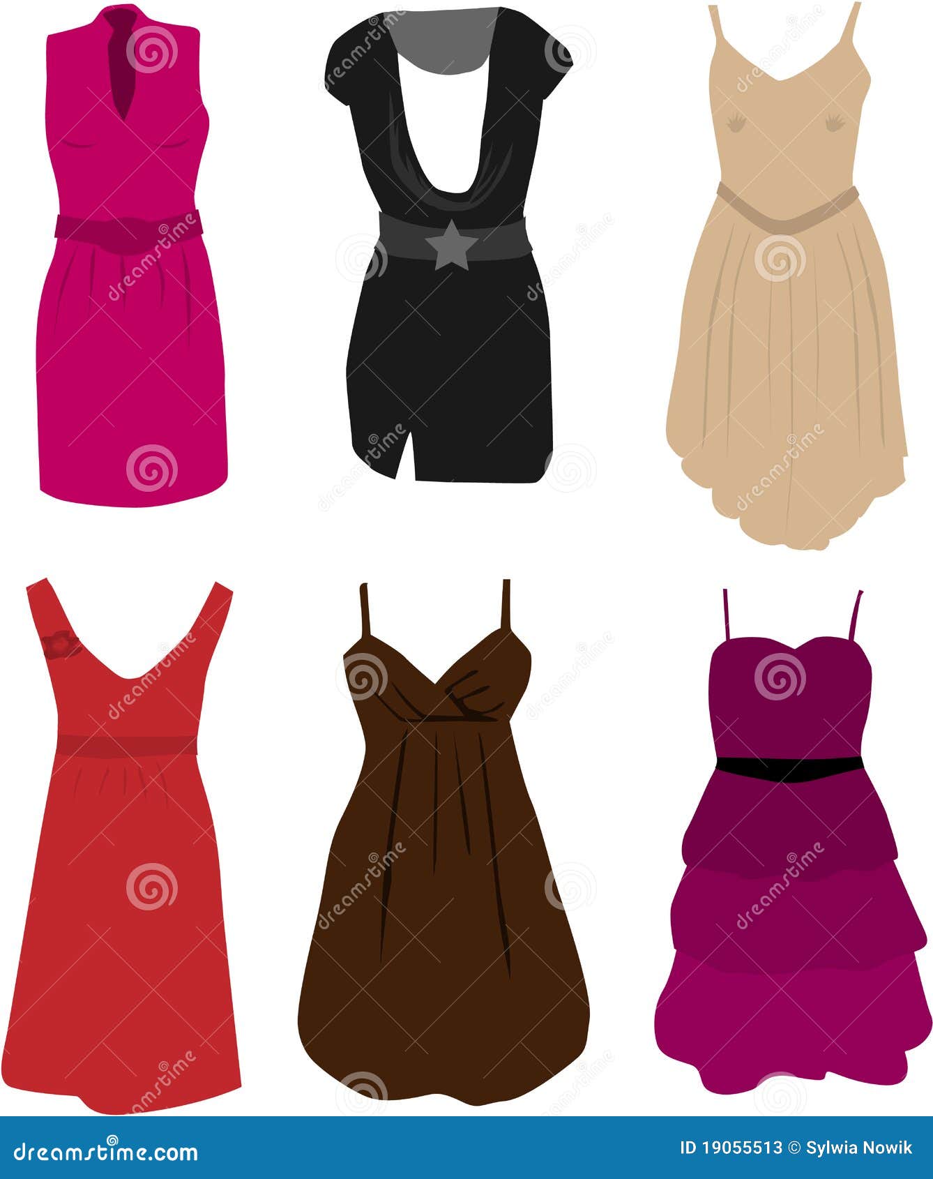Clothing - elegant dresses stock illustration. Illustration of square ...