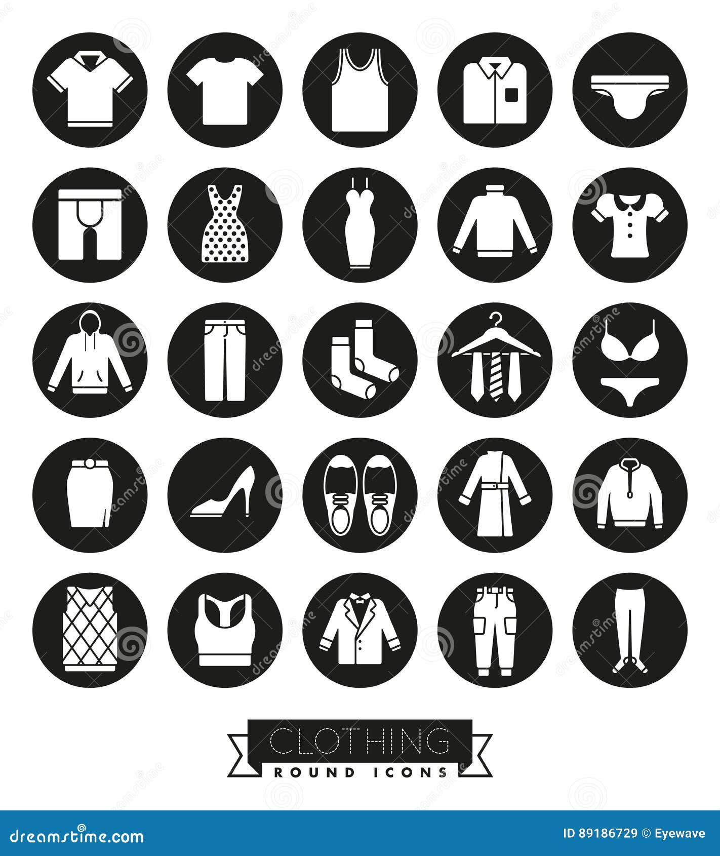 Clothing and Fashion Glyph Icon Set Stock Vector - Illustration of ...