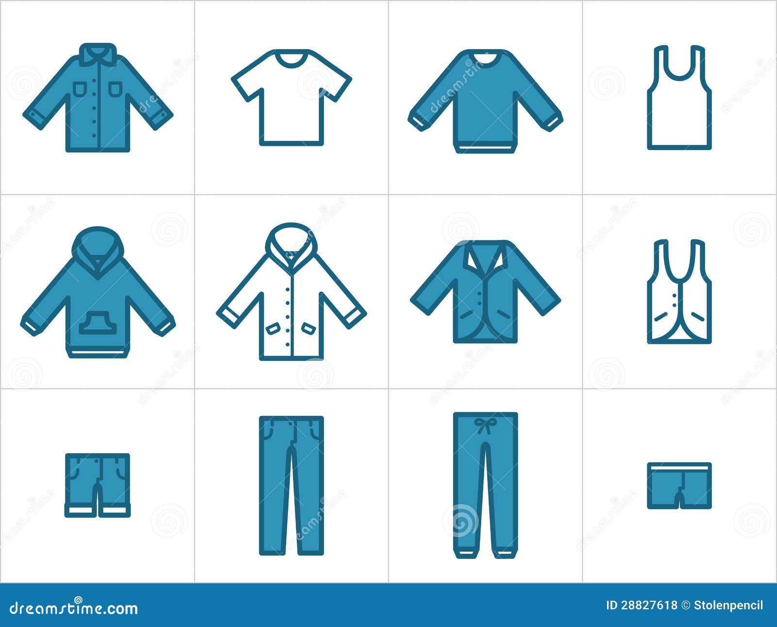 Clothing icons set 1 stock vector. Illustration of vest - 28827618