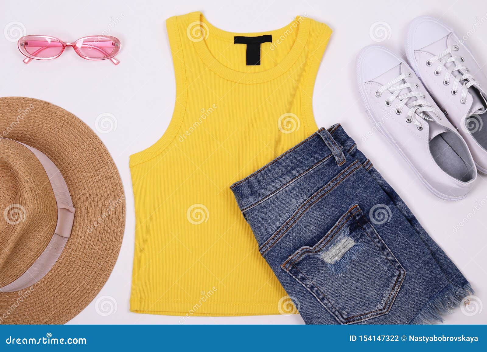 Clothing Items Laying on White Background Stock Photo - Image of girl ...