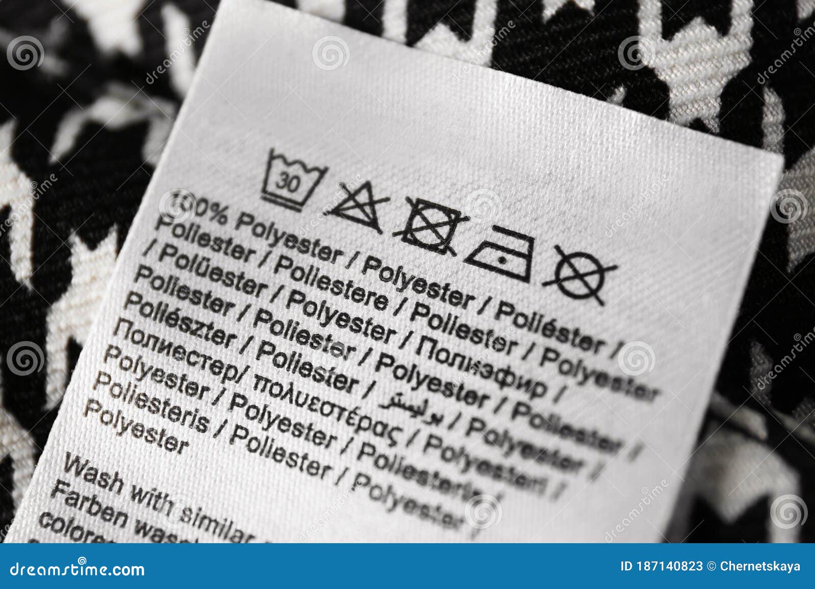 Clothing Label with Care Symbols and Material Content on Shirt, Closeup ...