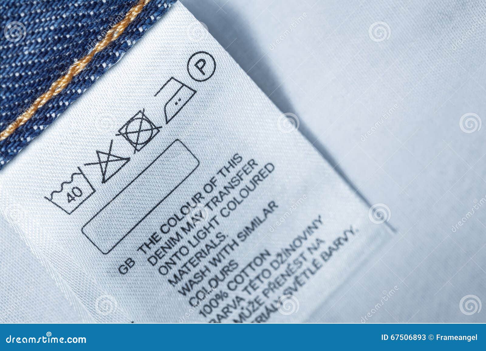 Clothing Label with Laundry Care Instruction, Close Up Stock Image ...