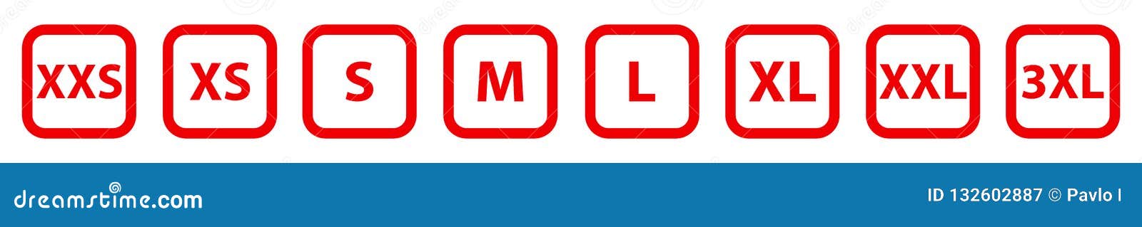clothing label size collection. different size bundles icons set. labels from extra small to extra large - 