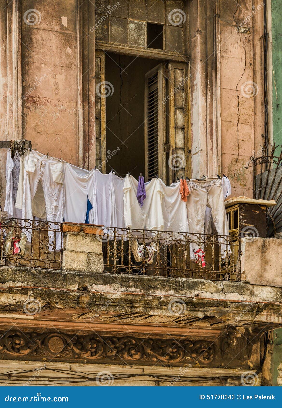 Clothing line on a balcony stock image. Image of line 51770343