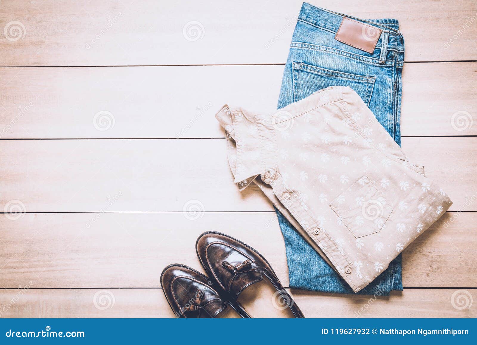 Clothing for Men on the Wooden Background Stock Photo - Image of casual ...