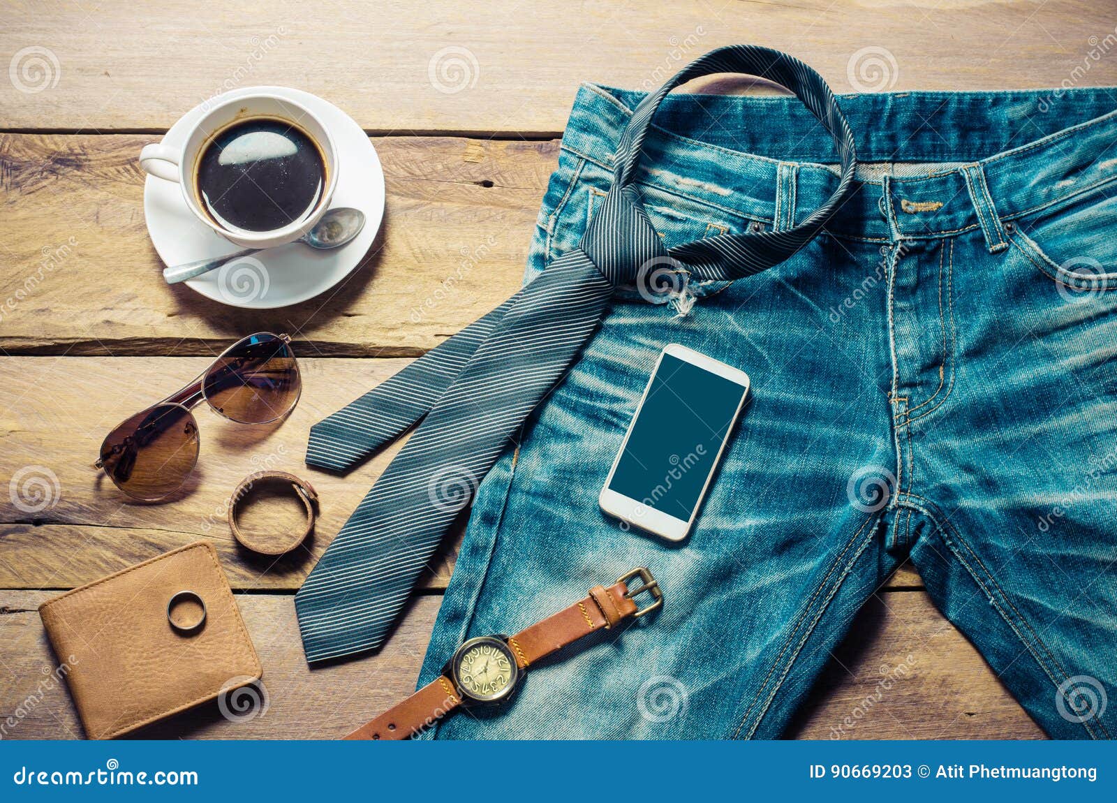 Clothing for Men on the Wooden Floor Stock Image - Image of mens ...