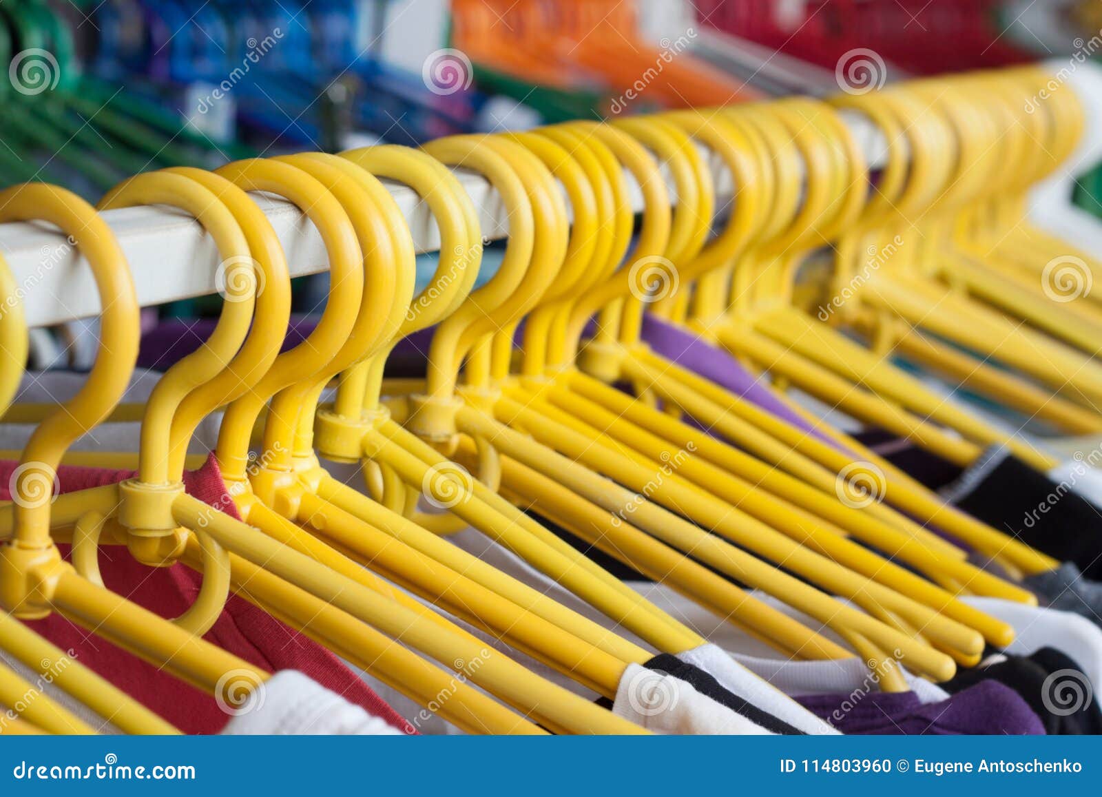 Clothing Rack. Hangers in the Clothes Store Stock Photo - Image of ...