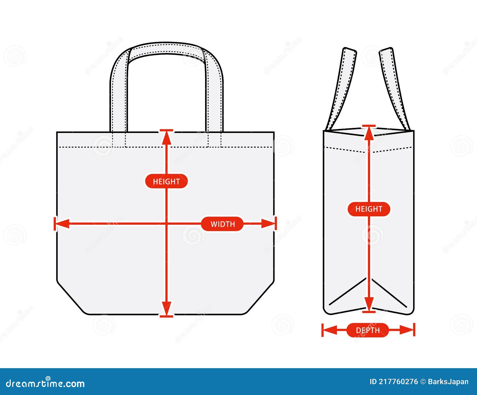 Clothing Size Chart Vector Illustration Tote Bag Stock Vector