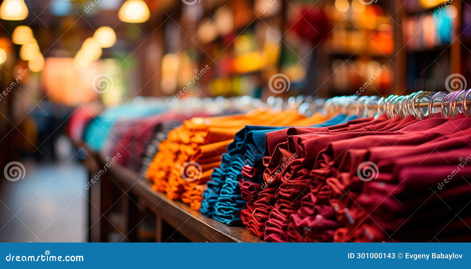 Clothing Store, Display Cases and Racks with Clothes AI Generated