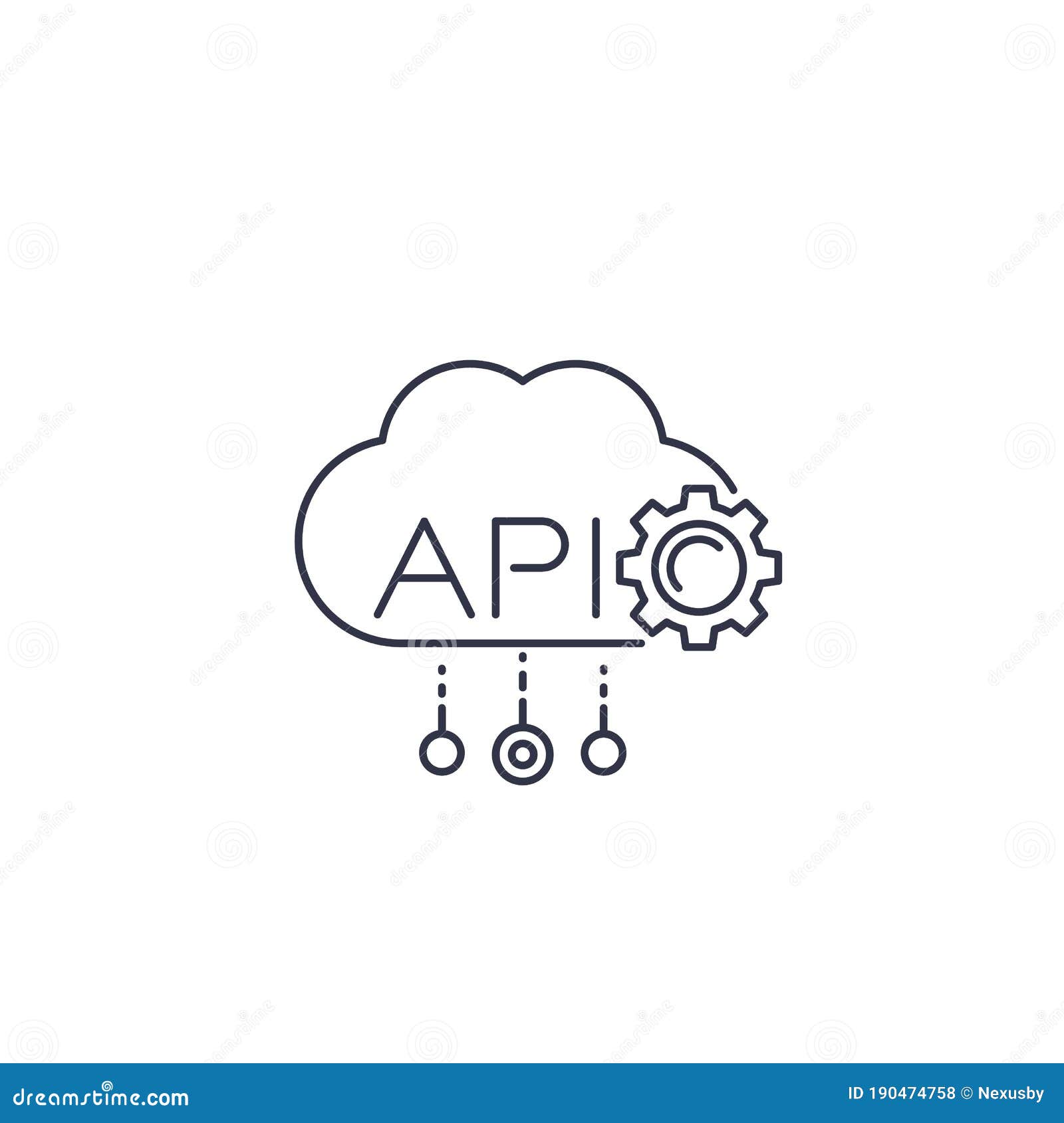 cloud api, software integration line icon