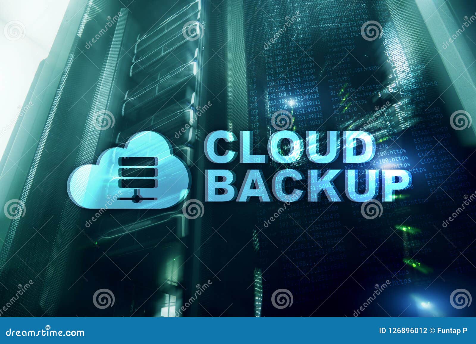 Cloud Backup. Server Data Loss Prevention Stock Photo Image of