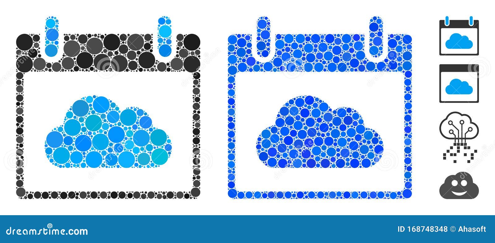 Cloud Calendar Day Mosaic Icon of Round Dots Stock Vector
