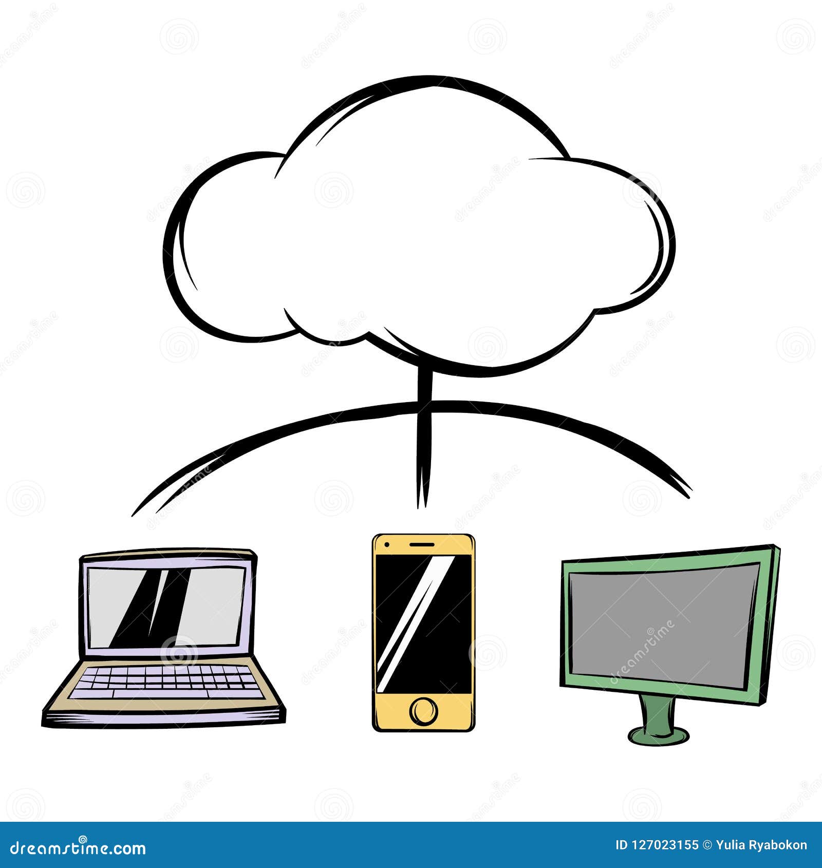 Cloud-computing Connection Icon Cartoon Stock Illustration - Illustration  of mobility, copy: 127023155