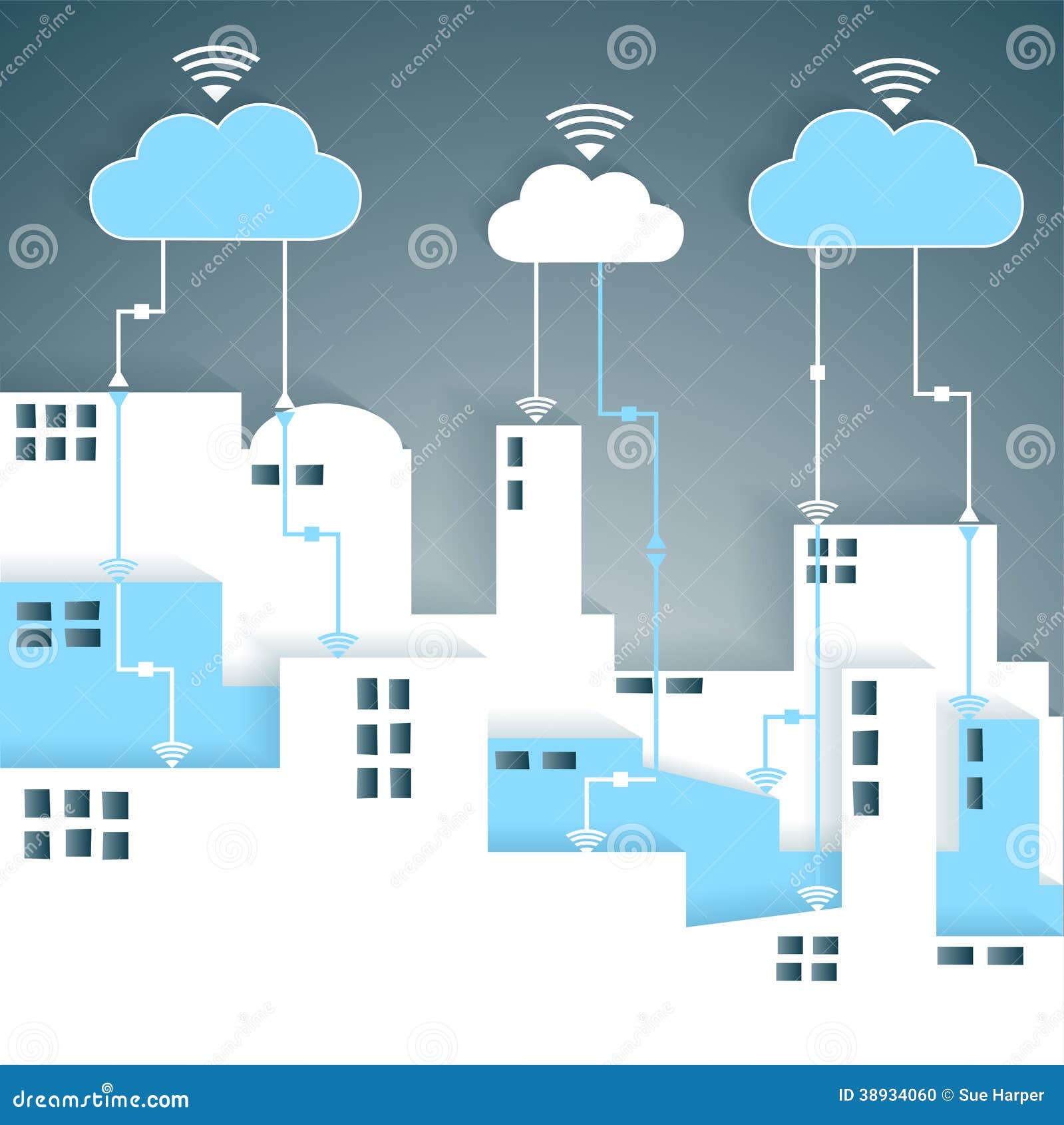 cloud computing connectivity paper cutout city net