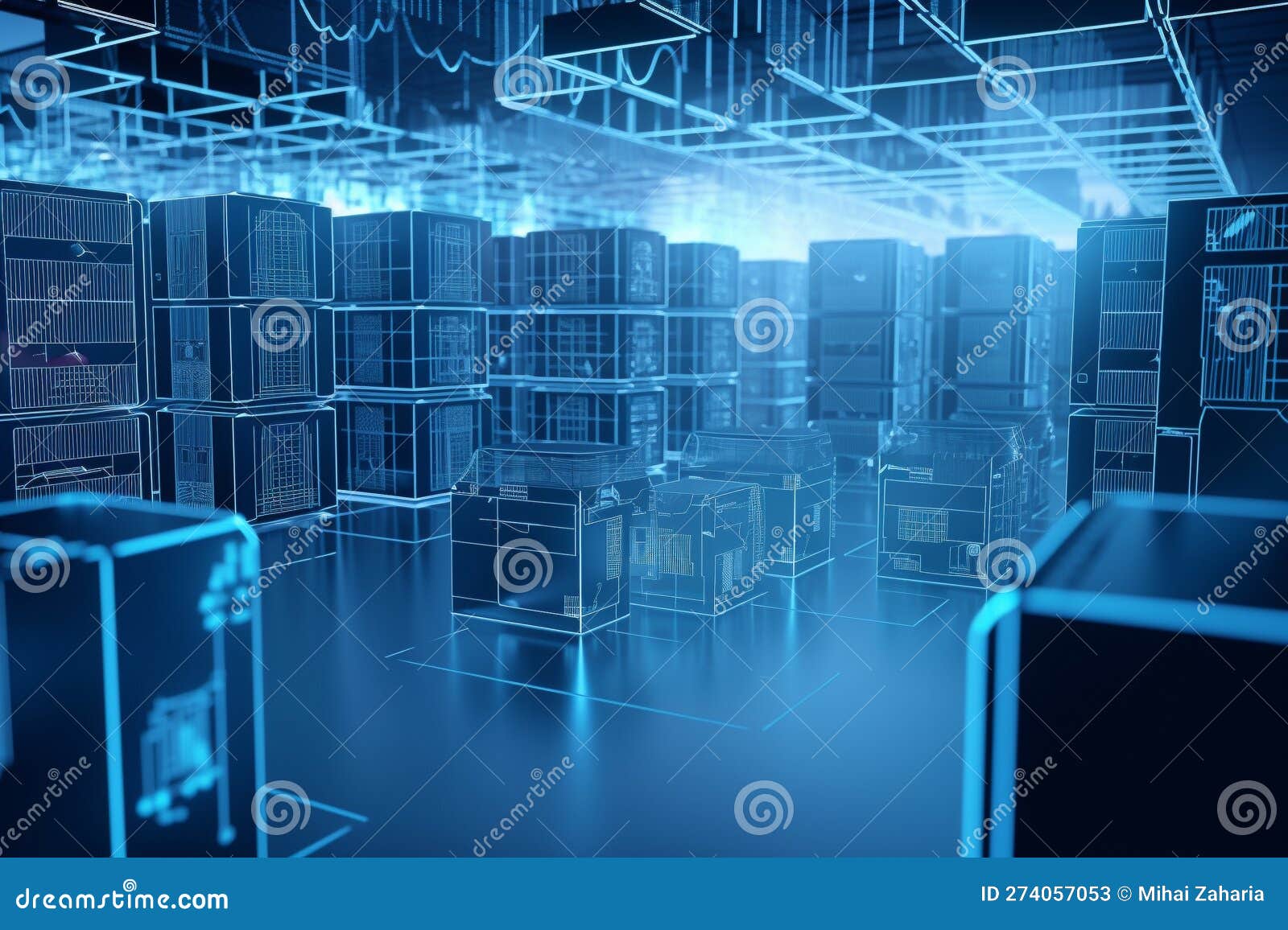 Cloud Computing Data Center. Conceptual Illustration. Generative AI