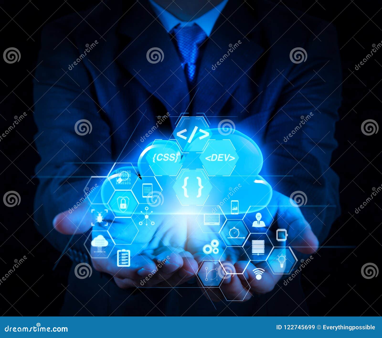 A Cloud Computing Diagram on the New Computer Interface Stock Image