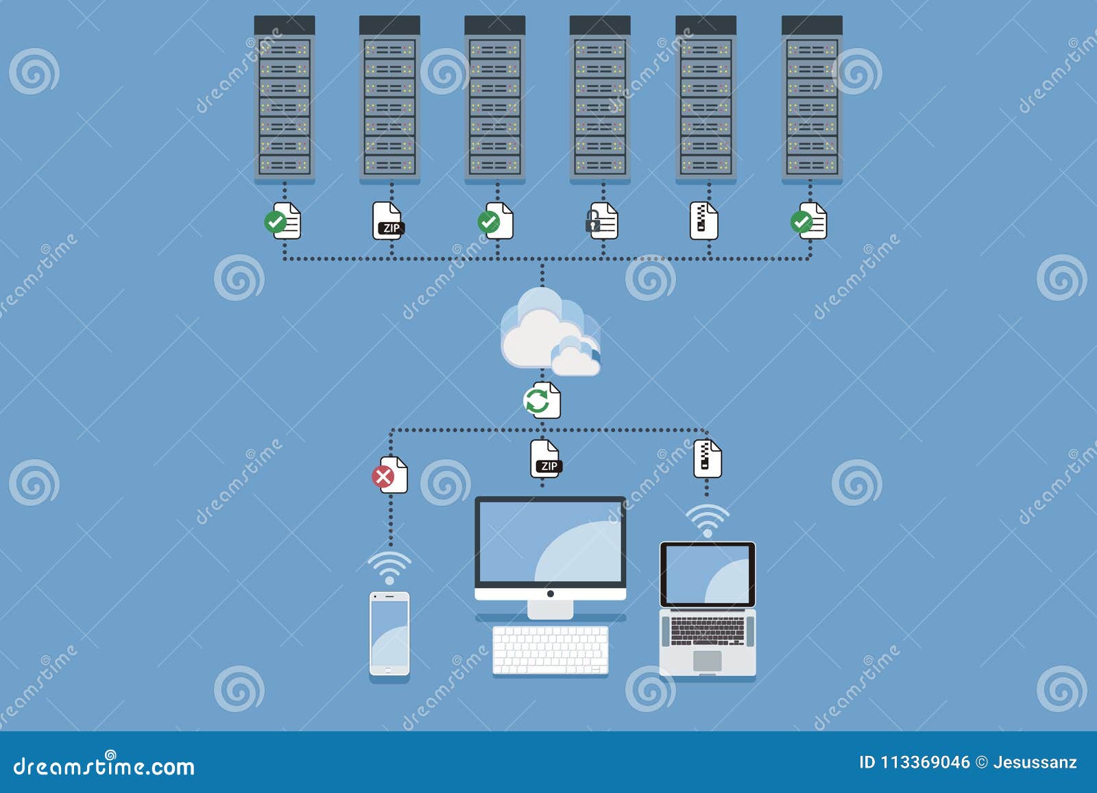 Cloud Computing Hosting Concept Stock Illustration - Illustration of