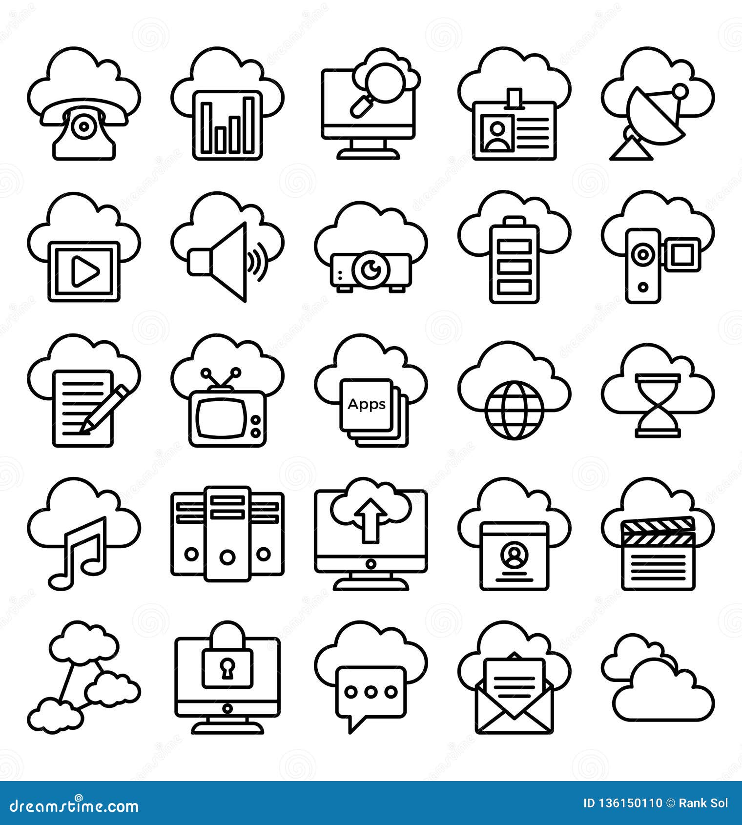 cloud computing   icons set