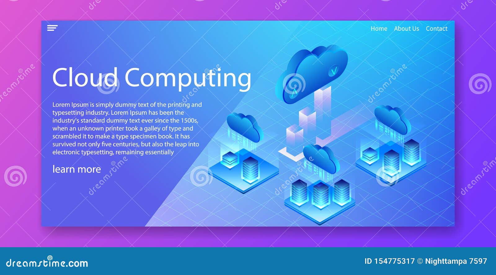 Cloud Computing technology, Server Network mainframe isometric concept.Web template design.vector illustration.