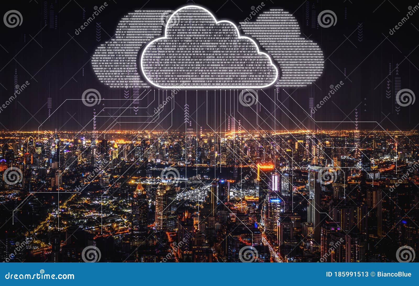 cloud computing technology and online data storage for business network concept
