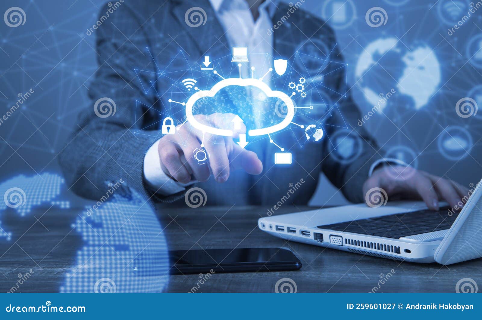 Cloud Computing Technology and Online Data Storage Stock Image Image