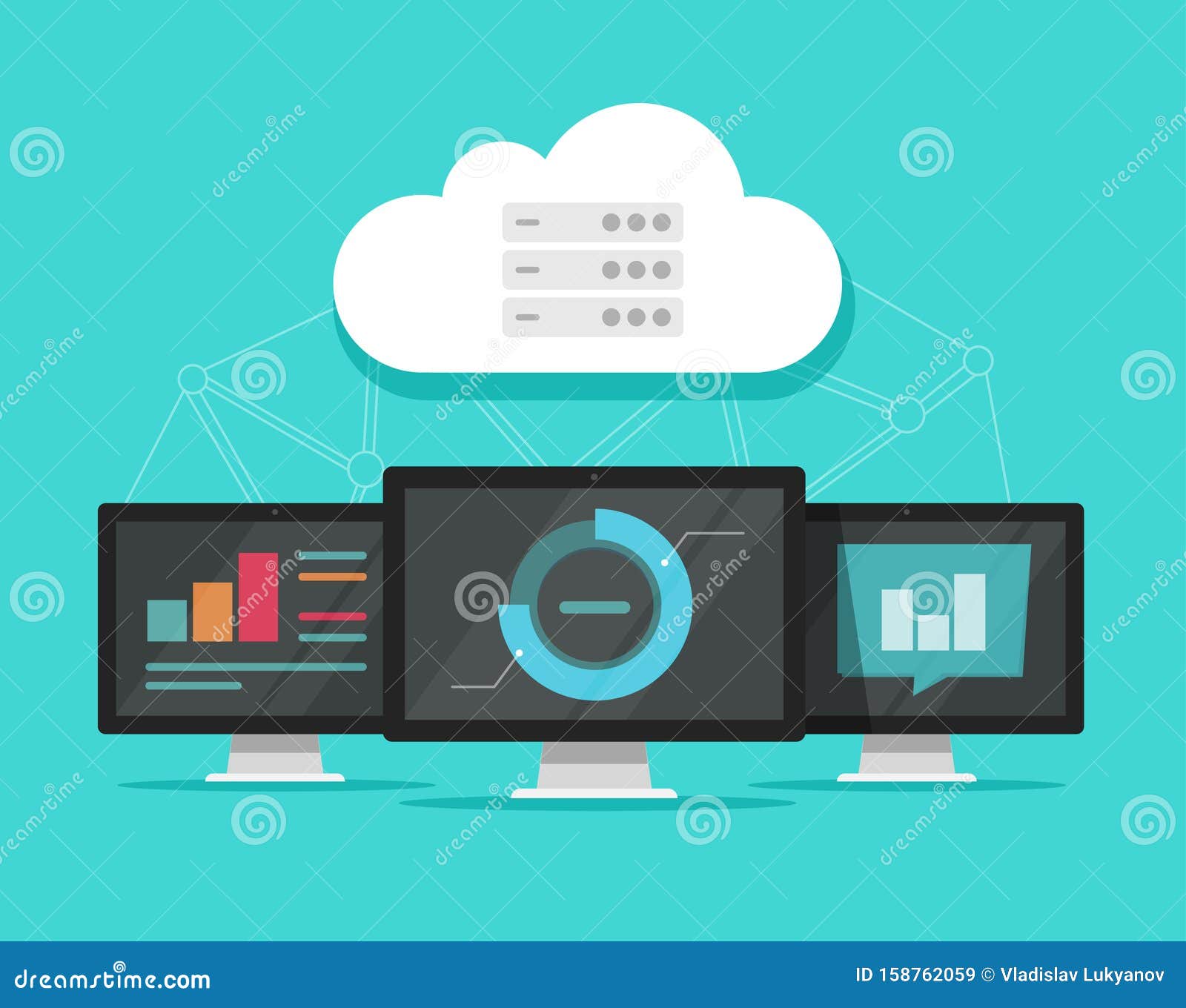 Cloud Computing Technology Vector Illustration, Flat Cartoon Computers Connected To Cloud Servers Networks, Concept of Stock Vector - Illustration of data, global: 158762059 Cloud Computing Technology Vector Illustration, Flat Cartoon Computers Connected To Cloud Servers Networks, Concept of Stock Vector - Illustration of data, global: 158762059