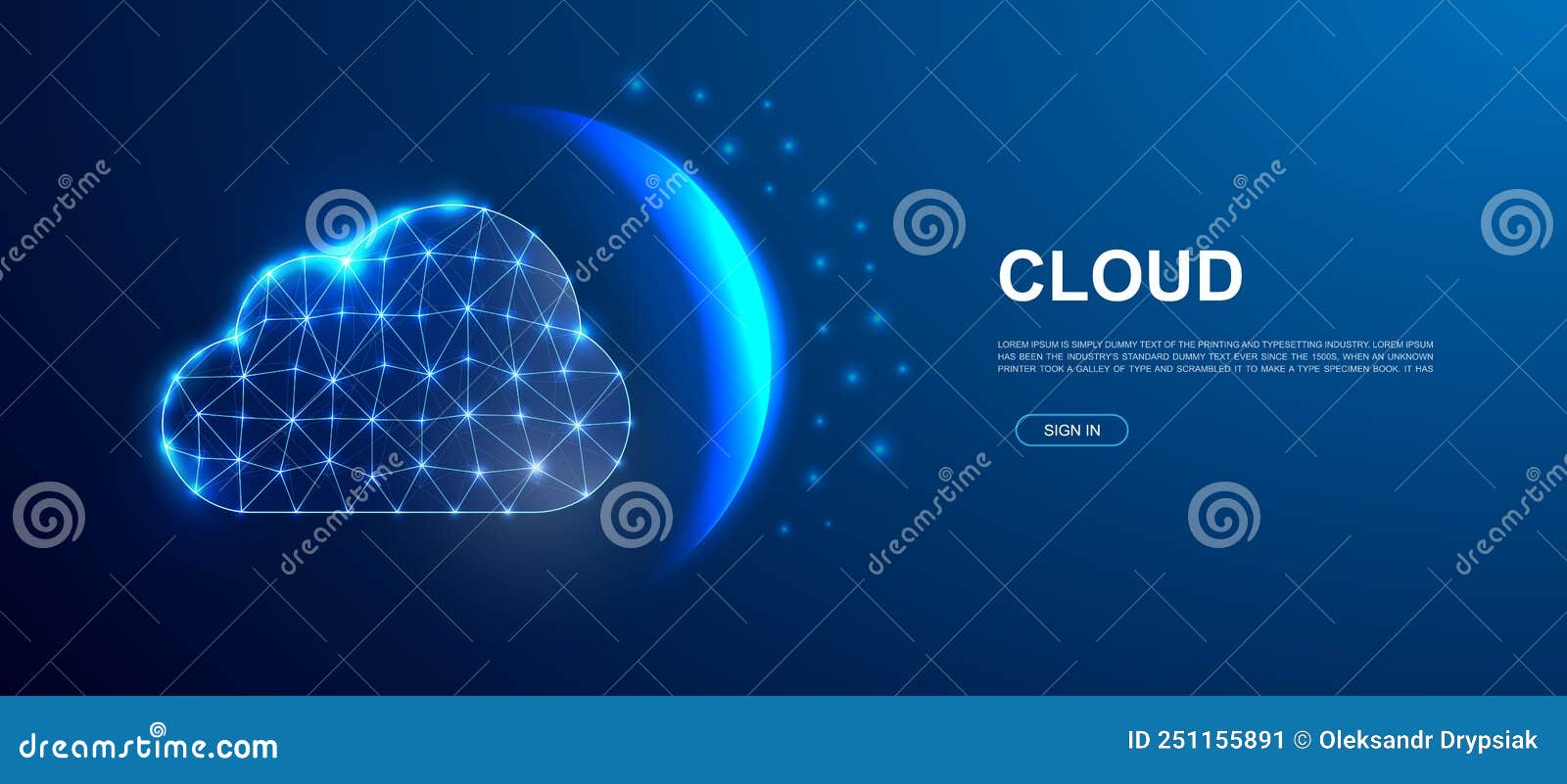 cloud 3d polygonal  for landing page template. low poly big data  for promo banner . database