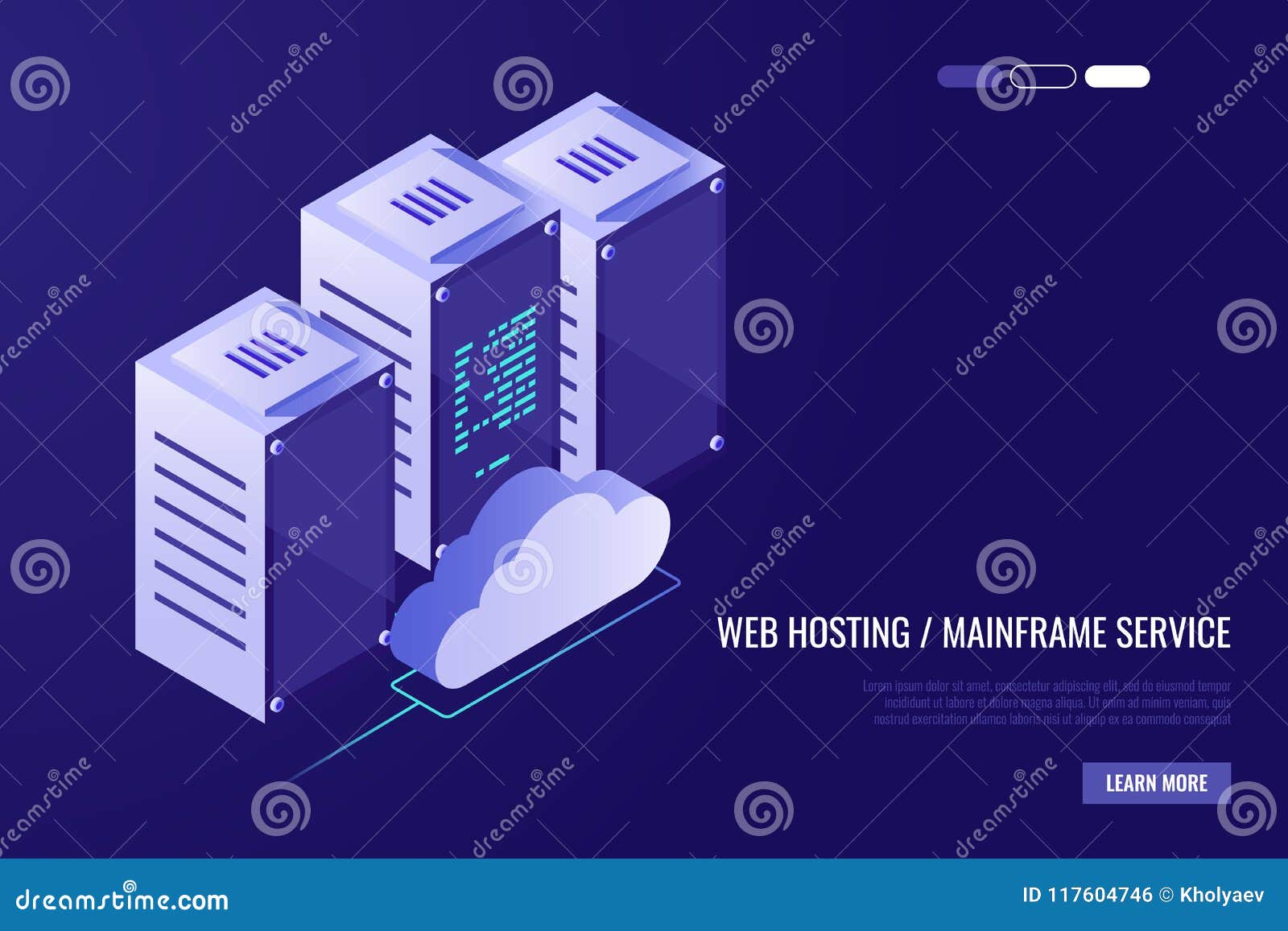 Cloud Data Center with Hosting Servers. Computer Technology, Network