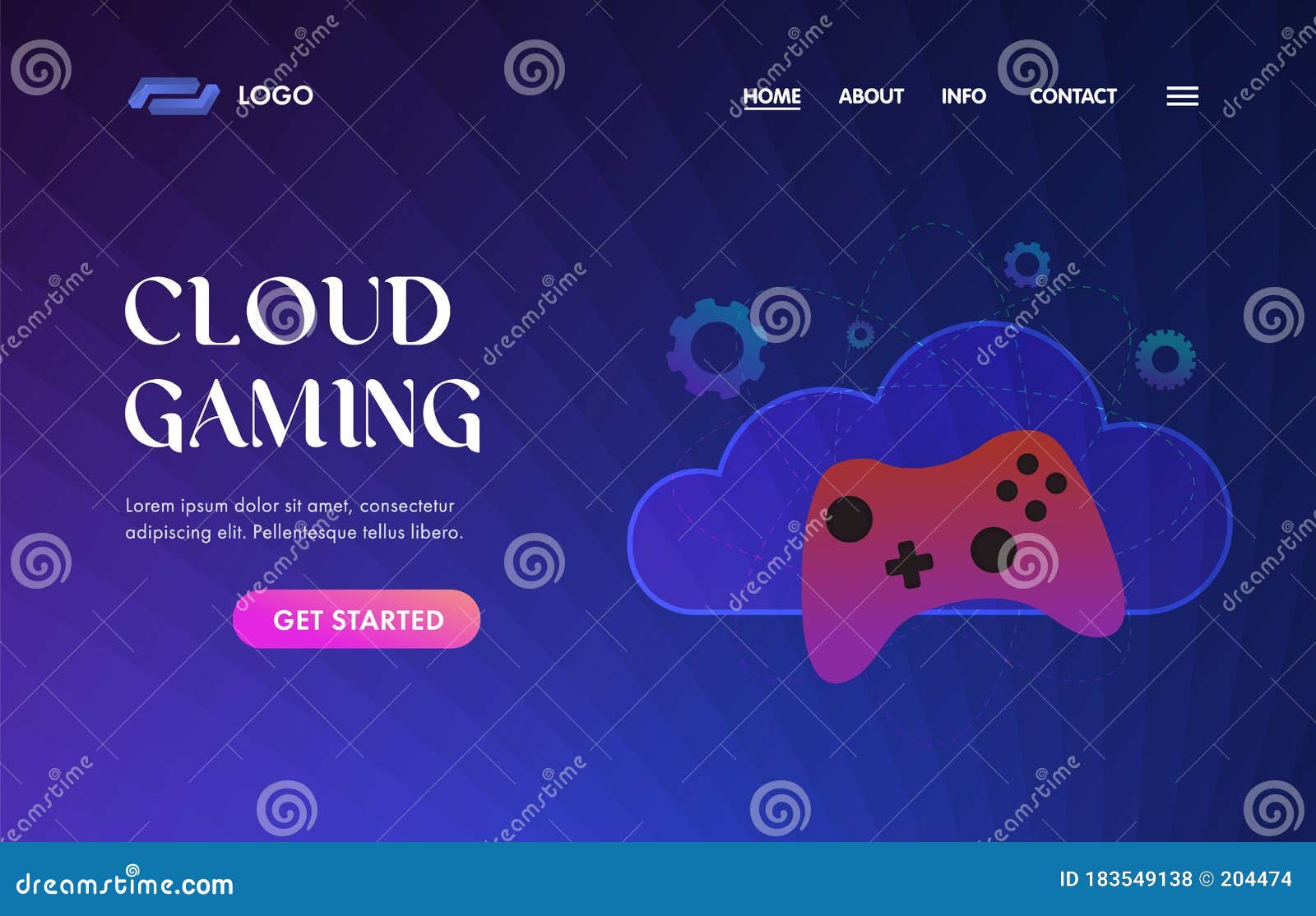 Cloud Gaming UI UX Vector Web Template for Website Header, Banner, Slider  or Landing Page. Online Video Gaming on Demand Stock Vector - Illustration  of device, game: 183549138