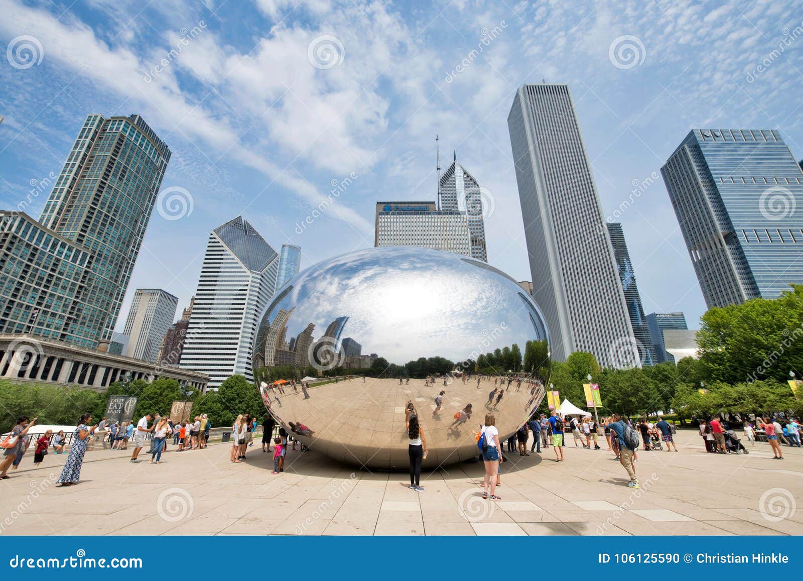 The Cloud Gate Statue in Millennium Park in Downtown Chicago, Il