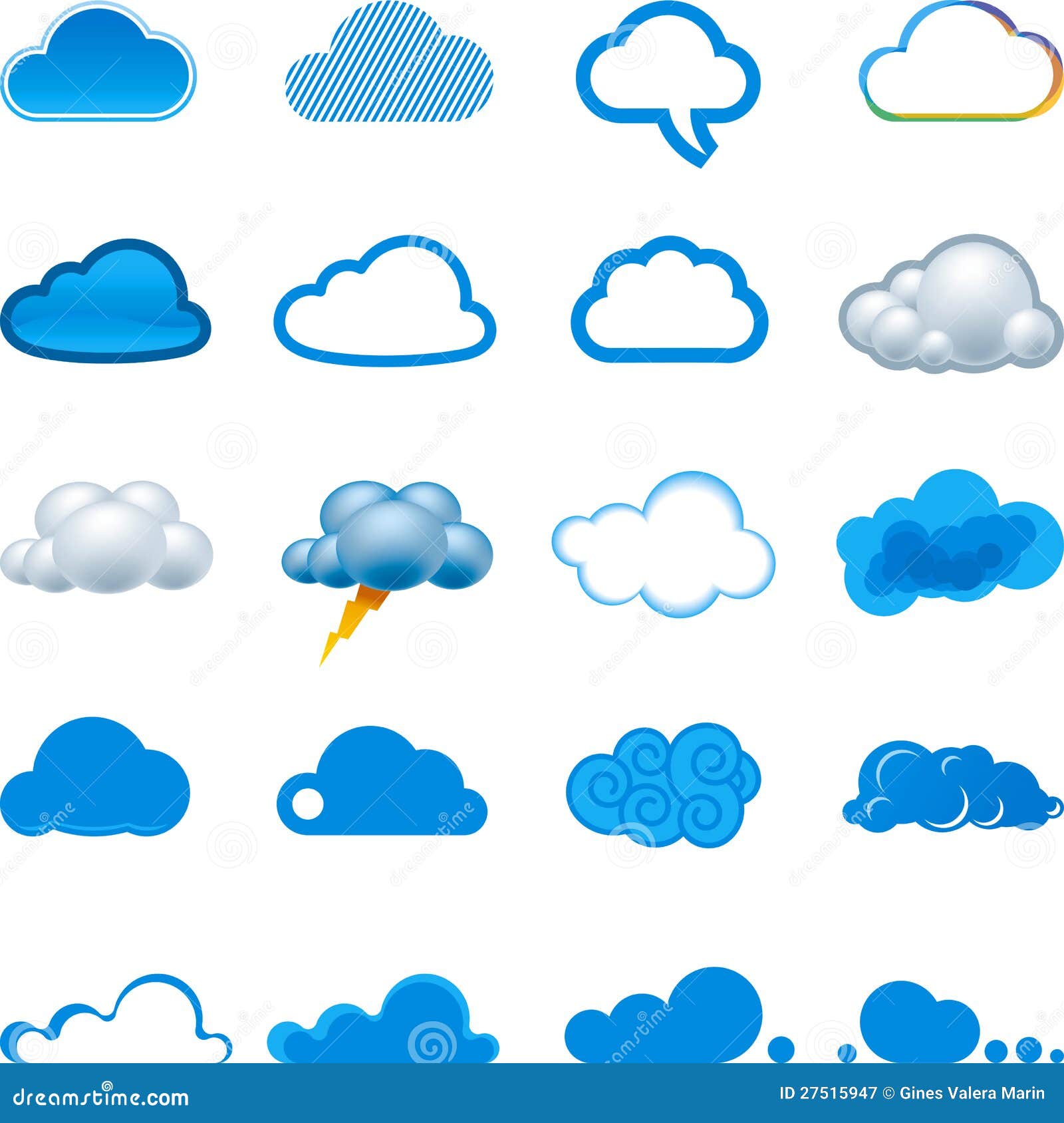 Cloud Icon Set Stock Vector Illustration Of Collection