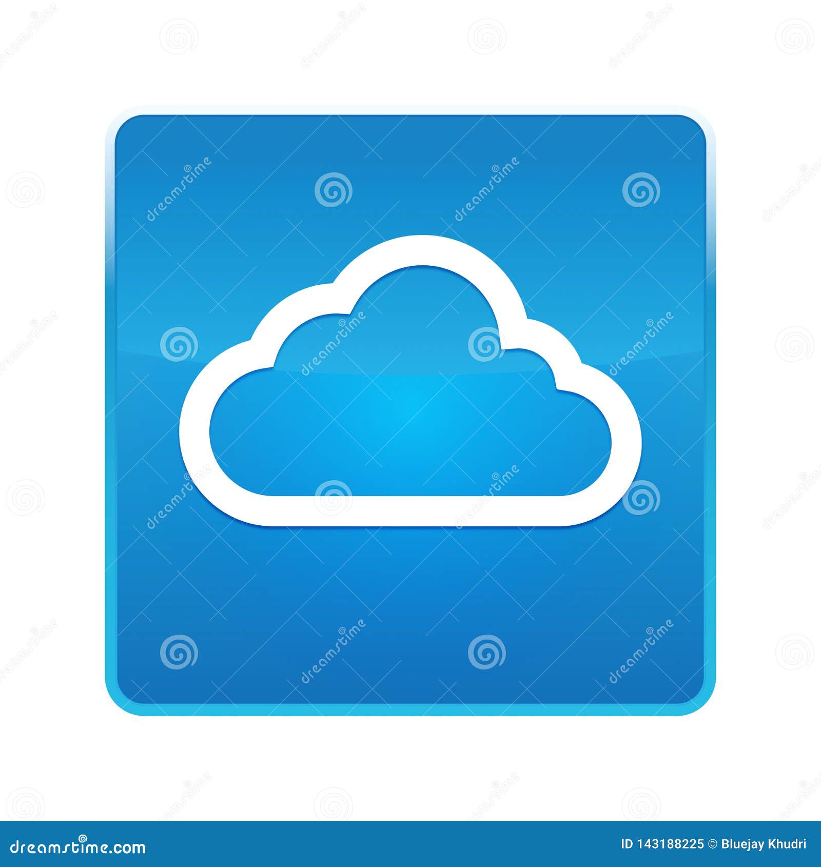 Cloud Icon Shiny Blue Square Button Stock Illustration - Illustration ...