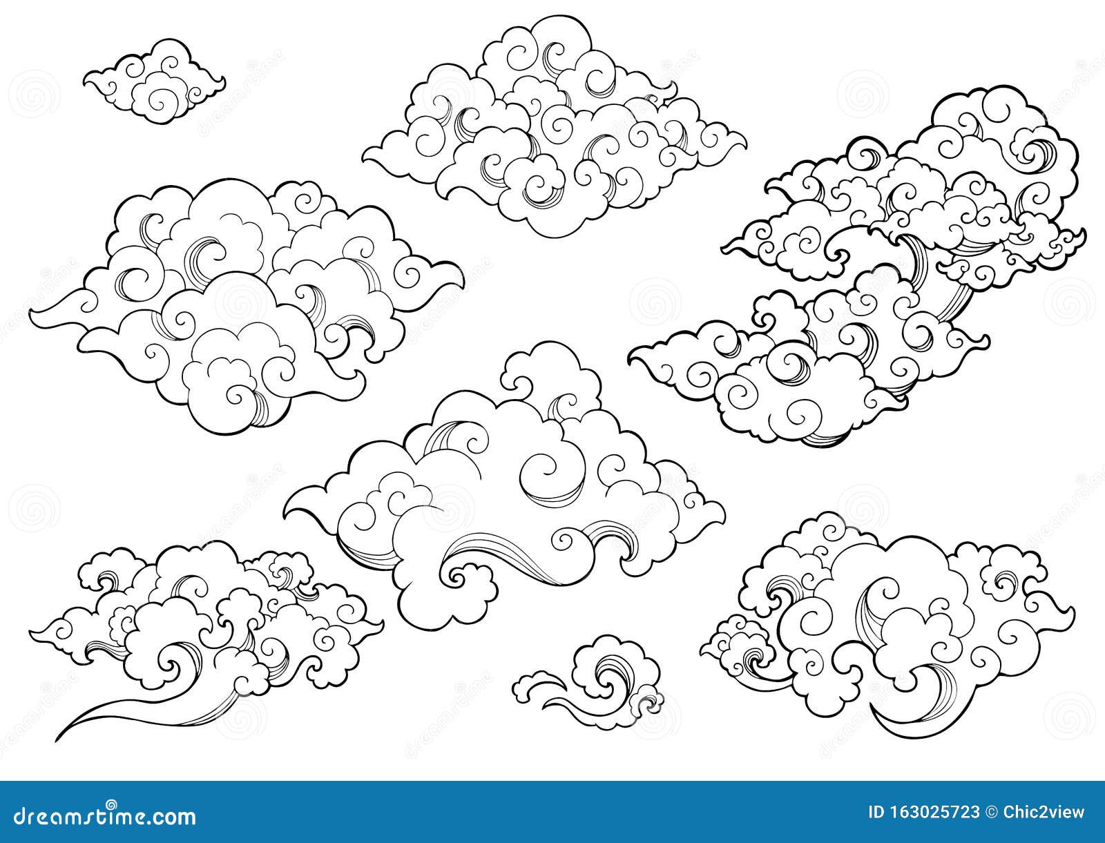 Nuvem Chinesa De Desenho Animado. Tatuagem Em Estilo Asiático Em Forma  Elemento De Ornamento Oriental Em Nuvem - Joanês-coreano Th Ilustração do  Vetor - Ilustração de fundo, coreano: 238745173