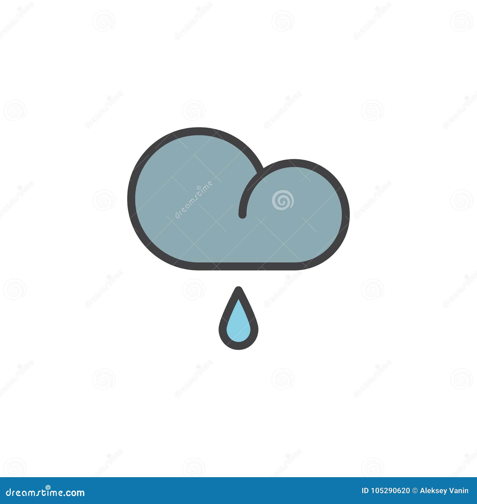 cloud rain filled outline icon