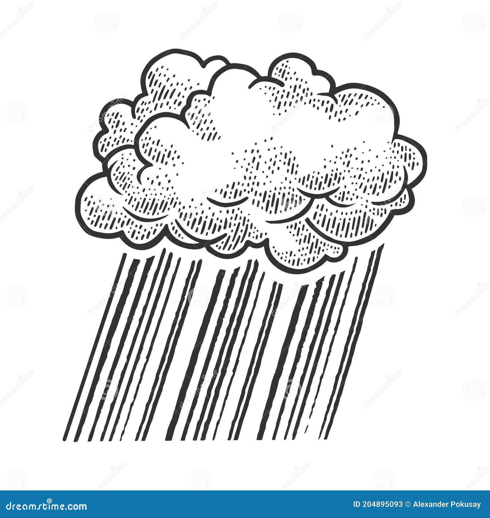 Cloud Rain Sketch Vector Illustration Stock Vector - Illustration of ...
