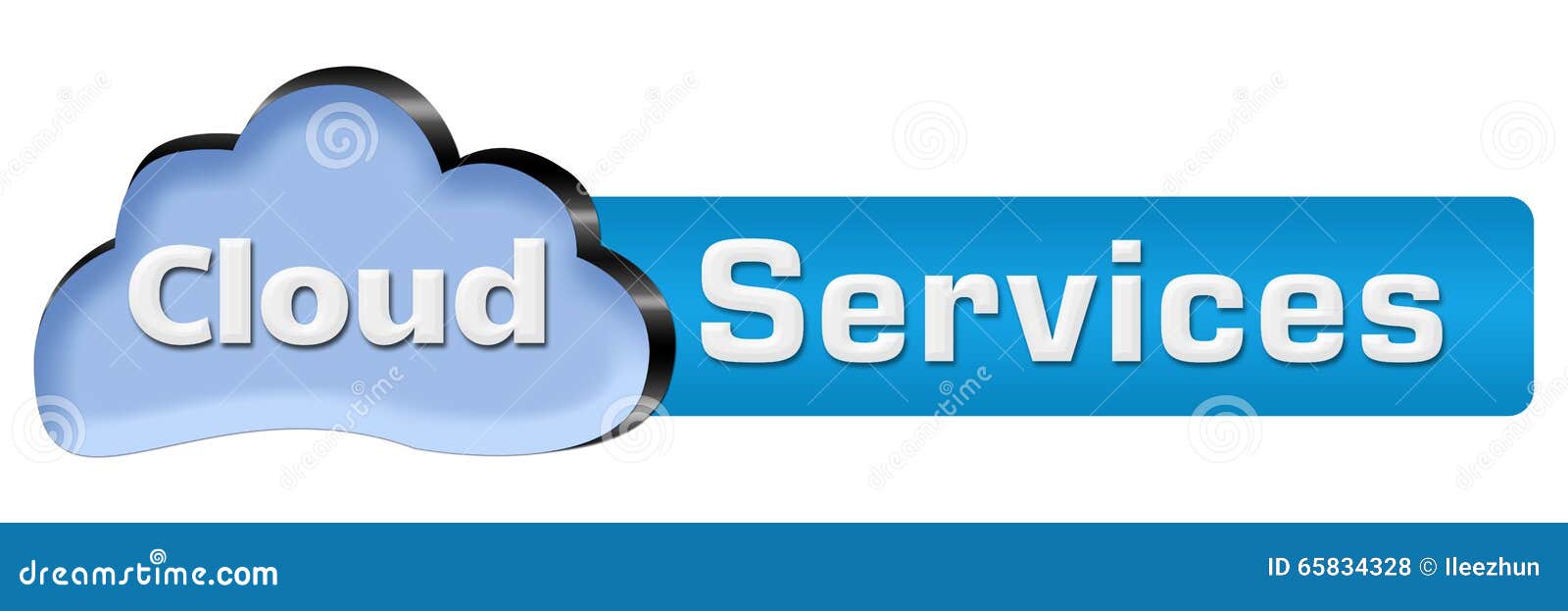 Cloud Services Cloud Horizontal. Cloud services concept image with text and cloud symbol.