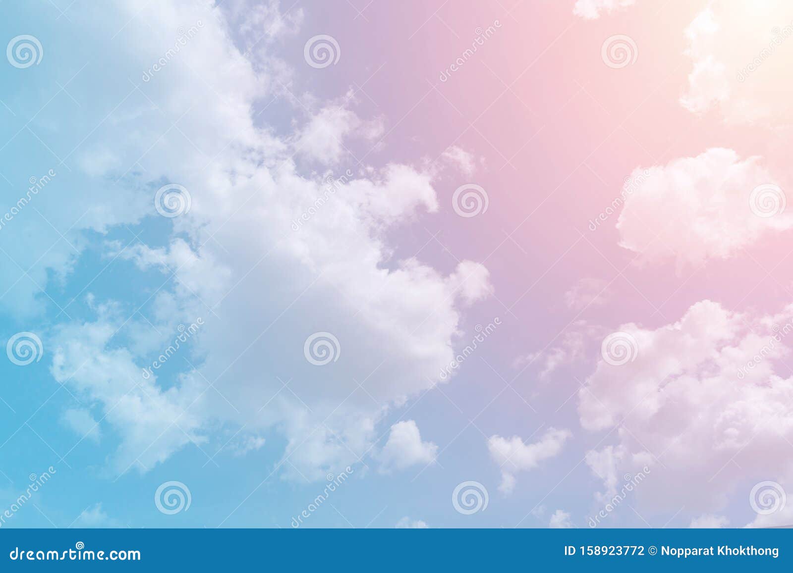 Cloud And Sky With A Pastel Colored Background.Fantasy Magical Sunny ...