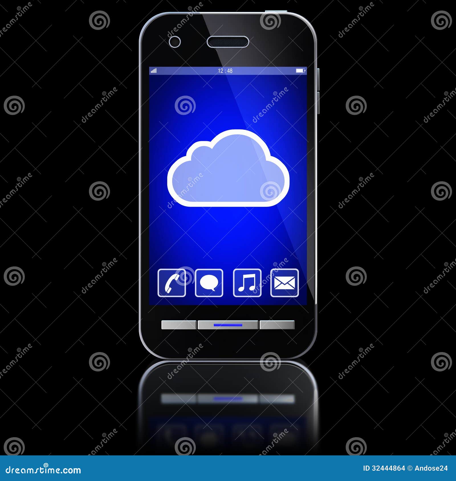 Cloud and smartphone stock illustration. Illustration of online 32444864