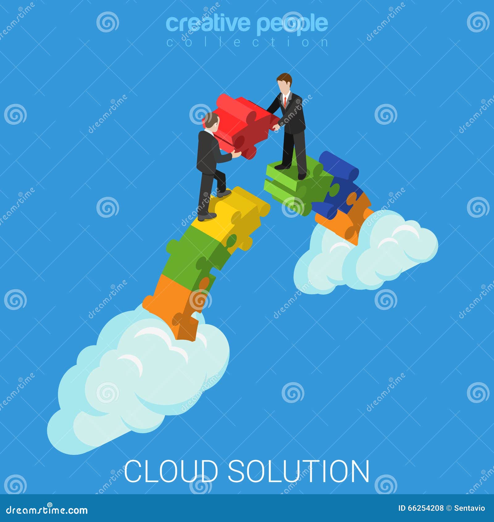cloud solution business technology flat 3d  isometric