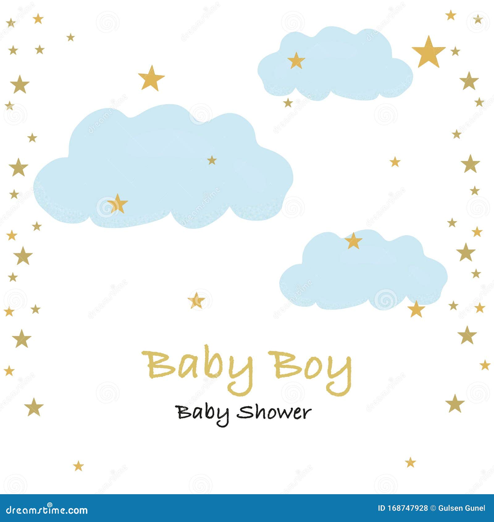 Cloud and Stars Baby Boy Baby Shower Greeting Card Stock Vector -  Illustration of girl, shower: 168747928