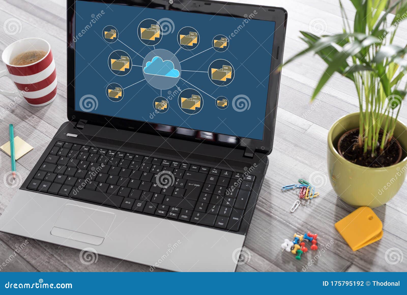Cloud Storage Concept on a Laptop Stock Photo Image of application