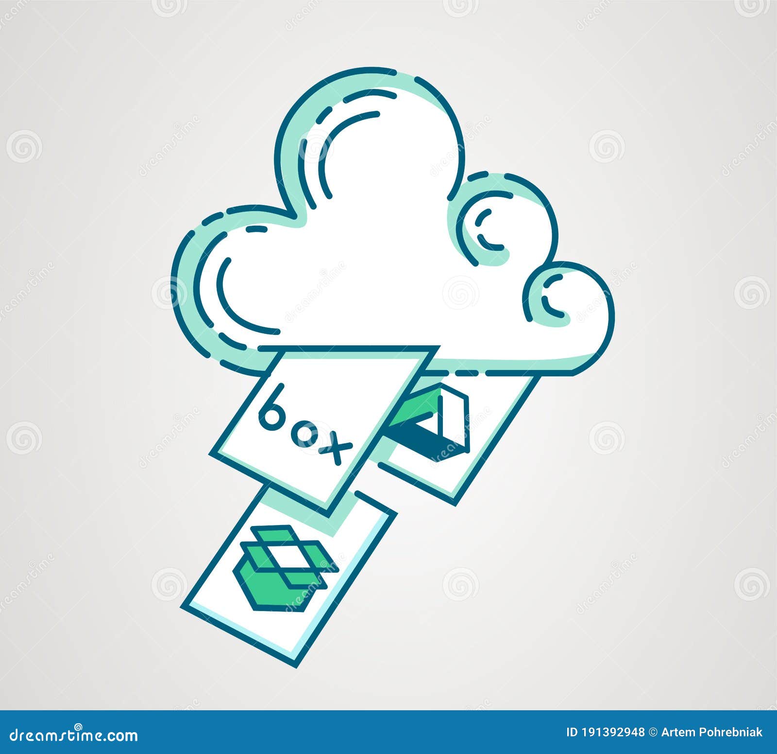 cloud storage logo. file repository icon. hosting service banner. synchronize documents. hand drawn .  