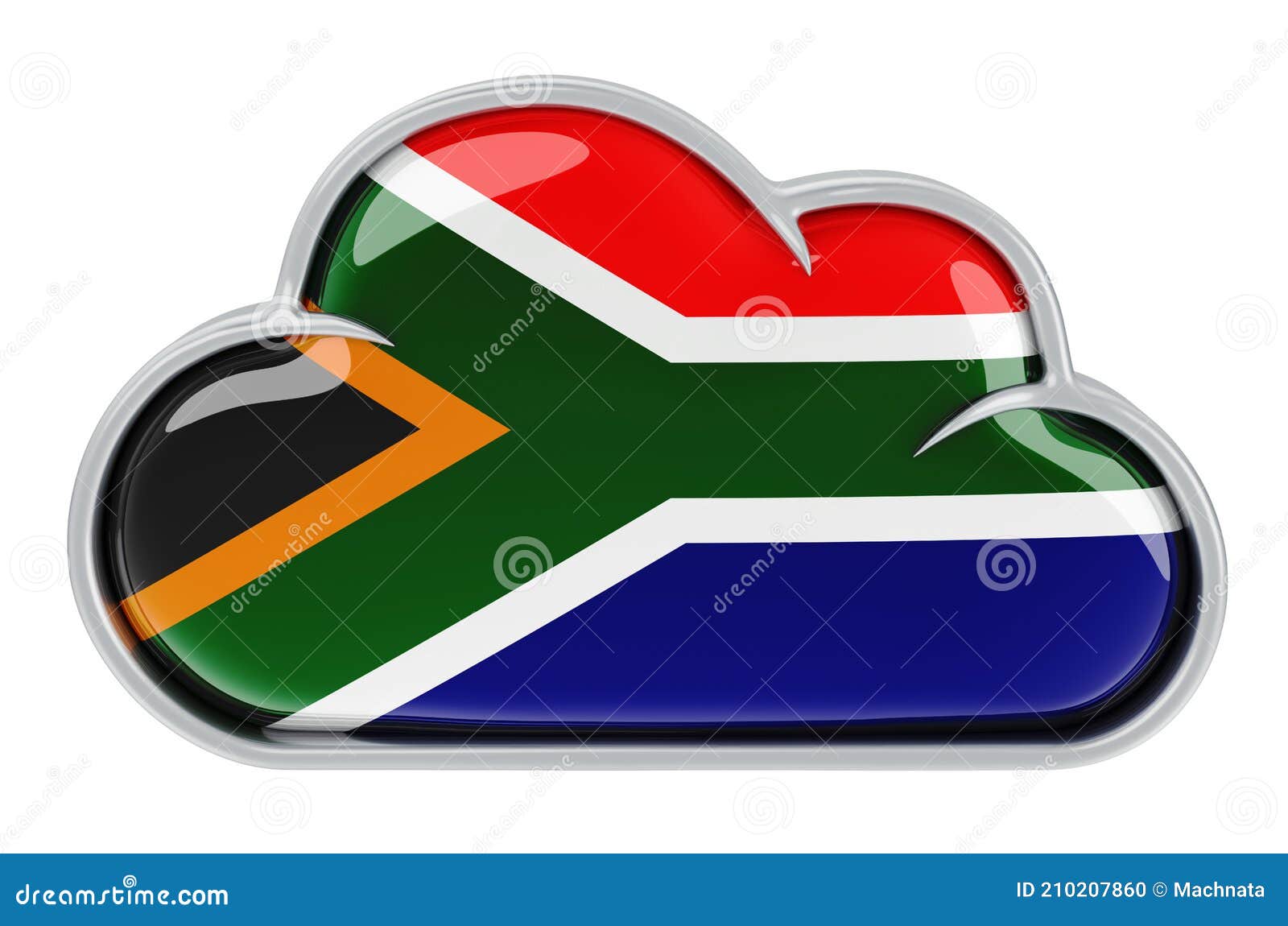 Cloud Storage Service in South Africa, 3D Rendering Stock Illustration