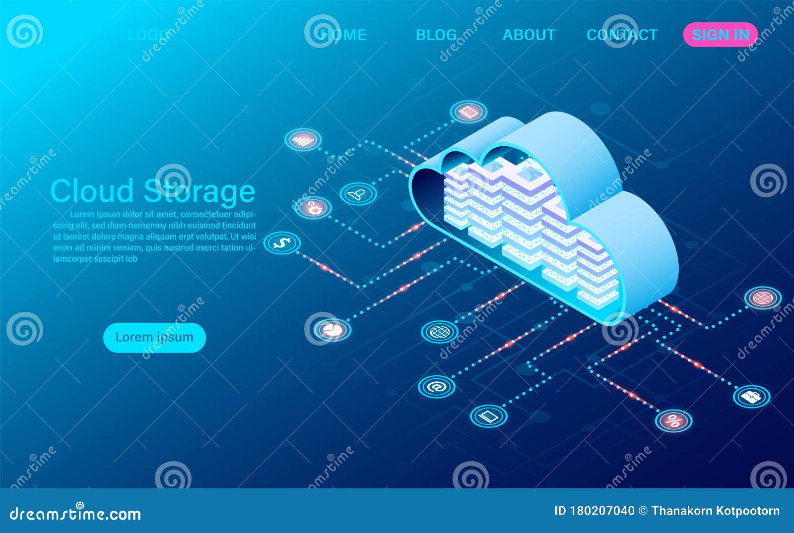 Cloud Storage Technology and Networking Concept Stock Vector