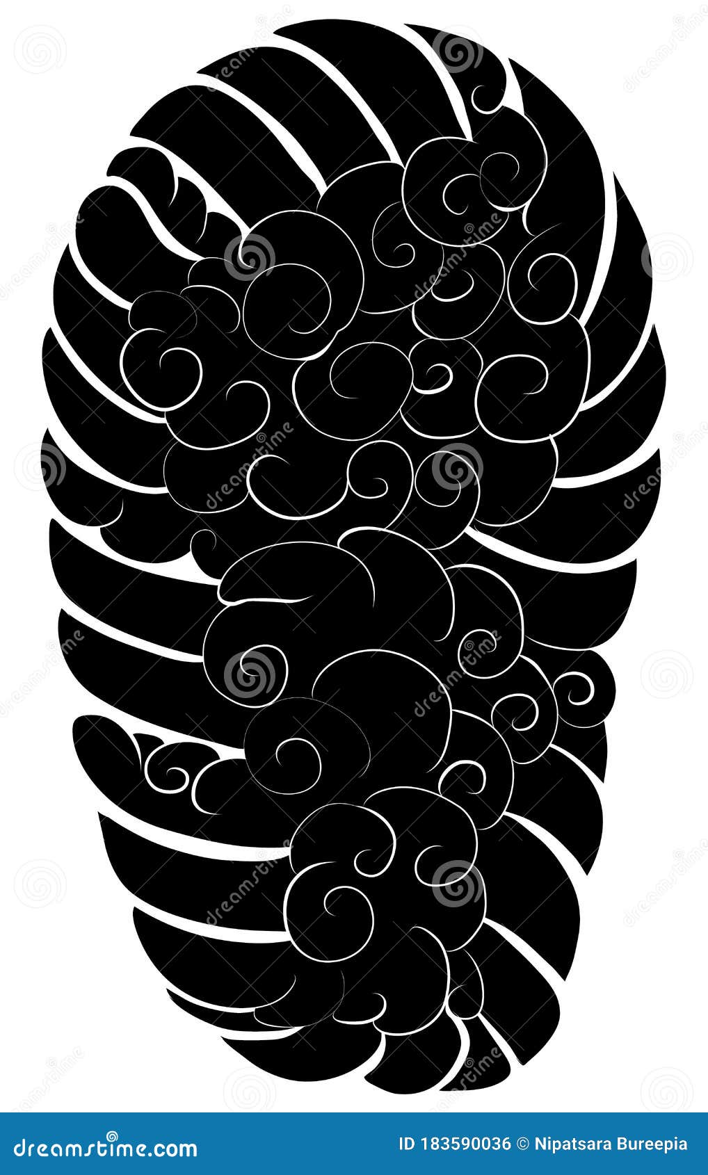 Cloud Tattoo ,coloring Book Japanese Style. Stock Vector - Illustration of  design, coloring: 183590036
