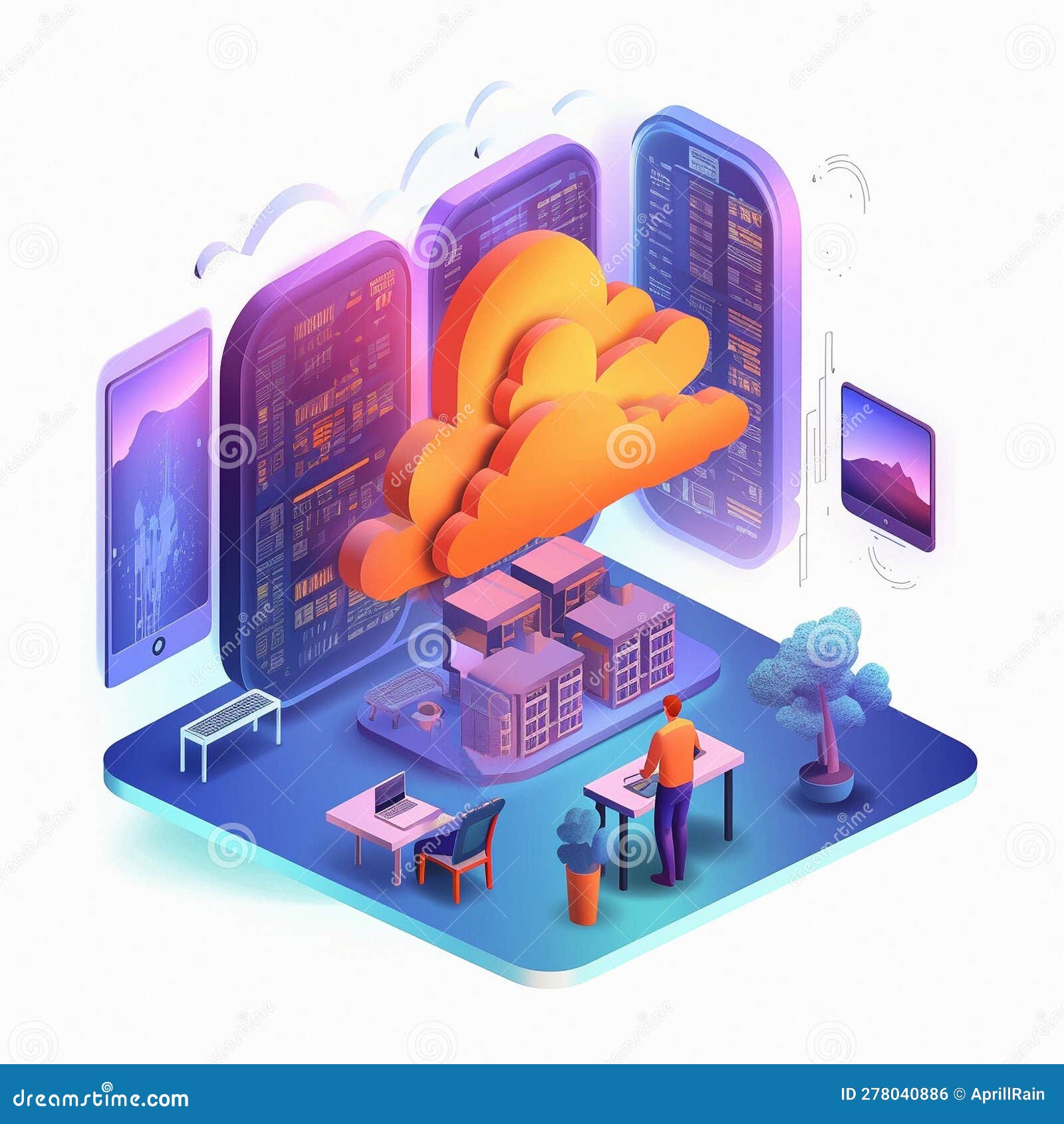 Cloud Technology, Data Exchange Stock Illustration Illustration of