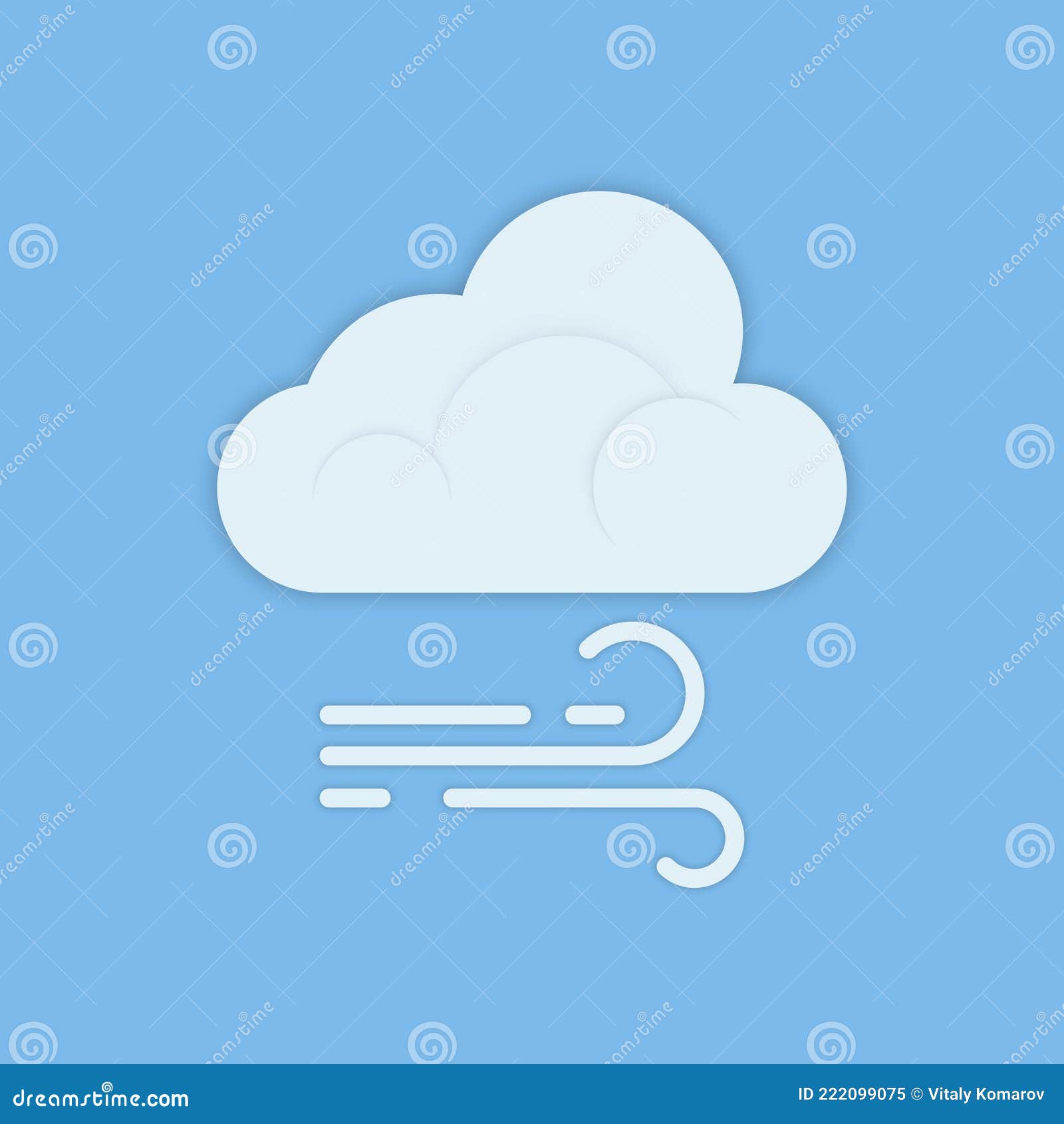 Cloud with Wind Symbol. Weather Forecast Icon Isolated on Solid Blue  Background. Stock Vector - Illustration of sign, cloud: 222099075