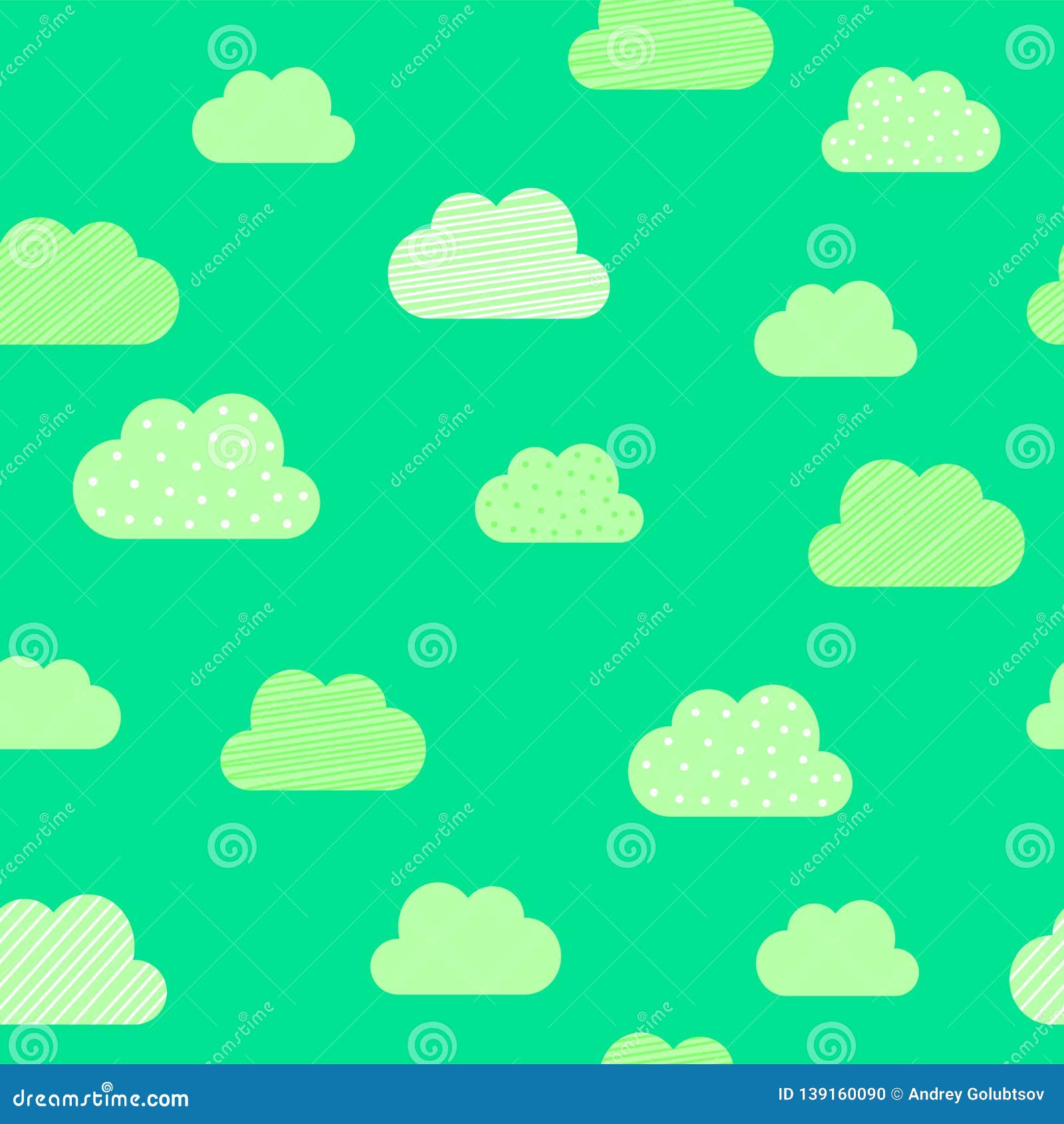 Clouds Cartoon Pattern Background. Vector Kid Birthday Greeting Card, Cloud  Pattern Green Background Stock Vector - Illustration of cloud, decoration:  139160090