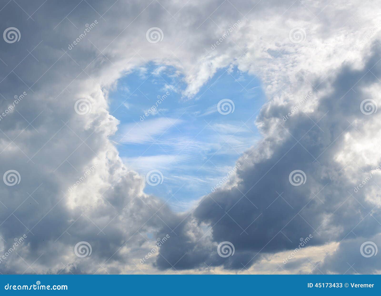 Clouds Darkened the Skies with Blue Skiesheart Stock Image Image of